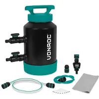 Vonroc Adoucisseur d'eau - détartreur portable - adoucit 1000 litres par régénération - Compteur d'eau, bandelettes de test de dureté de l'eau, tuyaux et raccords inclus. - bleu/noir