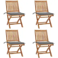 vidaXL Chaises de jardin pliantes avec coussins 4 pcs. Bois massif teck