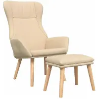 vidaXL Fauteuil relax avec pouf Crème Tissu