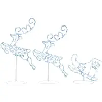 vidaXL Décoration de Noël LED Rennes & traîneau Acrylique 260x21x87 cm