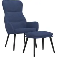 vidaXL Fauteuil relax avec pouf Bleu Tissu