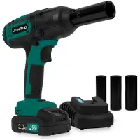 Vonroc Clé à choc sans fil 20V - 4 niveaux de réglage : 100/200/300/400Nm - Avec 4 douilles | Avec batterie 2.0Ah et chargeur