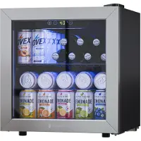 Kitchenbrothers Réfrigérateur à boissons 36 L - Mini-réfrigérateur avec porte vitrée - 60 canettes - 3-16 °C - 42 dB - 43 x 41 x 47 cm - Noir