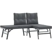 vidaXL Bancs de jardin avec coussins 2 pcs. noir Acier revêtu par poudre