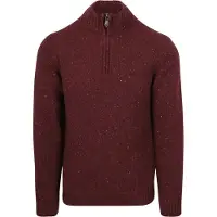 Suitable Pull Demi-Zip Donnegal Tweed Laine Eco Bordeaux Rouge taille 3XL