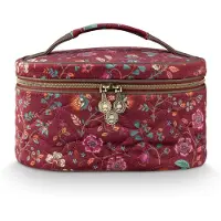 Pip studio Étui de beauté Cleo, motif Flora Bangalore, rose foncé, dimensions : 26 x 16 x 16 cm
