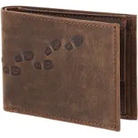 OXMOX Cuir porte-monnaie Leather RFID Protect Pocketbörse Footsteps 2.0 Embossed Vintage Dark Brown marron foncé