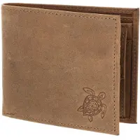 OXMOX Cuir porte-monnaie Leather RFID Protect Querscheinbörse Turtle 2.0 Embossed Vintage Light Brown brun