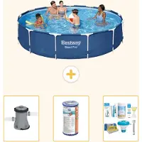 Bestway Steel Pro, piscine tubulaire ronde - 396 x 84 cm - 4 pièces - Modèle S22315