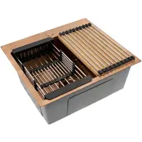 REA Évier En Acier Inoxydable Leo 50 + 3 Accessoires Gris Brush Copper
