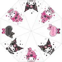 Sakami Merchandise Parapluie transparente rose et noire Sanrio Kuromi & My Melody Party