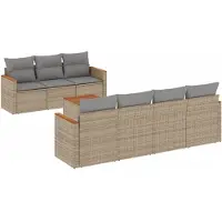 vidaXL Ensemble de jardin canapé 8 pièces avec coussins Beige Poly Rattan