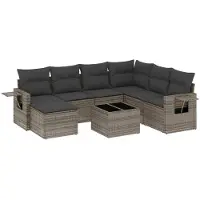 vidaXL Ensemble de jardin canapé 8 pièces avec coussins Gris Poly rotin