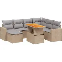 vidaXL Ensemble de jardin canapé 8 pièces avec coussins Beige Poly Rattan