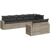 vidaXL Ensemble de jardin canapé 8 pièces avec coussins gris clair Poly rotin