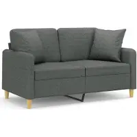 vidaXL Canapé 2 places avec oreillers gris foncé 120 cm tissu