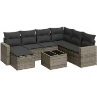 vidaXL Ensemble de jardin canapé 8 pièces avec coussins Gris Poly rotin