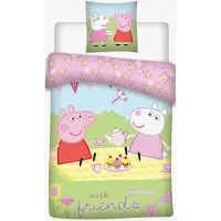 Darymex Parure de lit bébé enfant Peppa Wutz & Luzie Locke Pique-nique, couette 100x135 + oreiller 40x60 cm, 100% coton