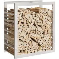 vidaXL Étagère à bois de chauffage 50x28x56 cm Acier inoxydable
