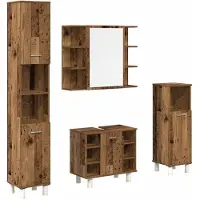 vidaXL Ensemble de meubles de salle de bain 4 pièces imitation vieux bois matériau bois