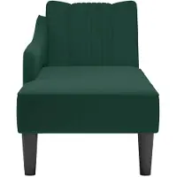 vidaXL Chaise longue avec accoudoir à droite Vert foncé velours