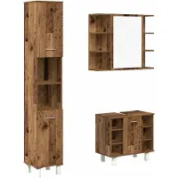 vidaXL Ensemble de meubles de salle de bain 3 pièces imitation vieux bois matériau bois