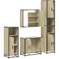 vidaXL Ensemble de meubles de salle de bain 4 pièces en bois composite chêne Sonoma