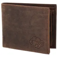 OXMOX Cuir porte-monnaie Leather RFID Protect Querscheinbörse Crab 2.0 Embossed Vintage Dark Brown marron foncé