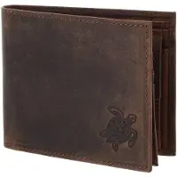 OXMOX Cuir porte-monnaie Leather RFID Protect Querscheinbörse Turtle 2.0 Embossed Vintage Dark Brown marron foncé