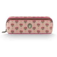 Pip studio Sac de toilette Cyrille, petit, motif floral Jaipur, couleur sable rosé, dimensions : 20 x 7,5 x 7 cm.