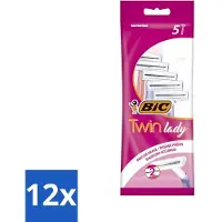 BIC - Twin Lady - Lames de rasoir - Double lame - Lames jetables - 5 lames de rasoir - Pack avantage - 12 pièces