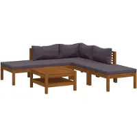 vidaXL Ensemble de salon de jardin 3 pièces avec coussins en bois massif d'acacia