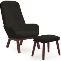 vidaXL Fauteuil relax avec pouf noir velours