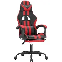 vidaXL Chaise de jeu avec repose-pieds Pivotant Noir & Rouge Similicuir
