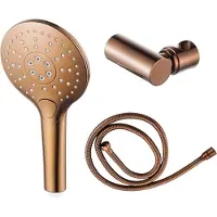 FortiFura Calvi Ensemble de douchette - Ø12 - rond - 3 types de jet - avec support - avec flexible anti-torsion - 150cm - cuivre brossé PVD SW970047/SW970044/SW970048