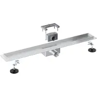 FortiFura Galeria Caniveau de douche 50cm sans grille avec bride de sol Inox YZ-A50-Basic-drain