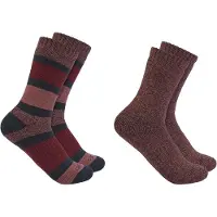 Carhartt Femmes, Chaussettes, Chaussettes pour femmes Heavy Crew, assortiment 2, Multicolore, Rouge, (lot de 2, M)