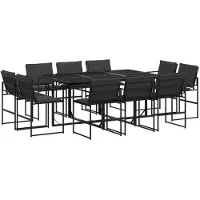 vidaXL Salon de jardin 11 pièces avec coussins Noir Textilène