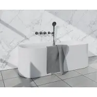 FortiFura Nebbio Ensemble combiné baignoire - mitigeur thermostatique - coude mural avec support de douchette - flexible de douche lisse - douchette ronde - bec - gunmetal