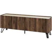 En.casa Meuble TV "Trorlon" avec 4 portes, dimensions 160 x 40 x 55 cm, aspect noyer / travertin