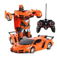 Leantoys Transformateur robot automatique + télécommande voiture déformée 2 en 1 multifonction Orange