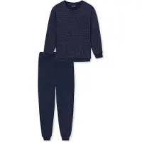 Schiesser Pyjama long 'Comfort Essentials' bleu foncé