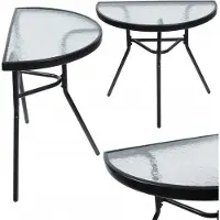 Jumi table de balcon, table de jardin verre noir métal