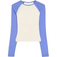 Bershka T-shirt bleu violet / blanc