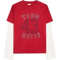 Bershka T-Shirt rouge / bordeaux / bourgogne / blanc