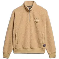 Superdry Femme Détail Logo À Col Camionneur Country Club Sweat En Polaire, Beige &amp; Noir, Taille: 42