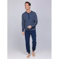 Pastunette Pyjama long 'Blue Draft' bleu foncé