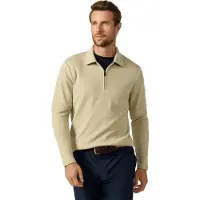 Hackett pour homme. HM5800134 sweat polo à fermeture éclair et logo waffle beige (XXL), Casuel, Polyester, Manche longue