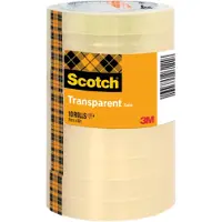 3M Ruban Adhésif Transparent, 10 Rouleaux, 15 mm x 66 m - Ruban Adhésif Transparent à Usage Général pour l'Ecole, la Maison et le Bureau (l'emballage peut varier)
