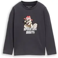 Tom Tailor T-Shirt gris foncé / rouge / blanc